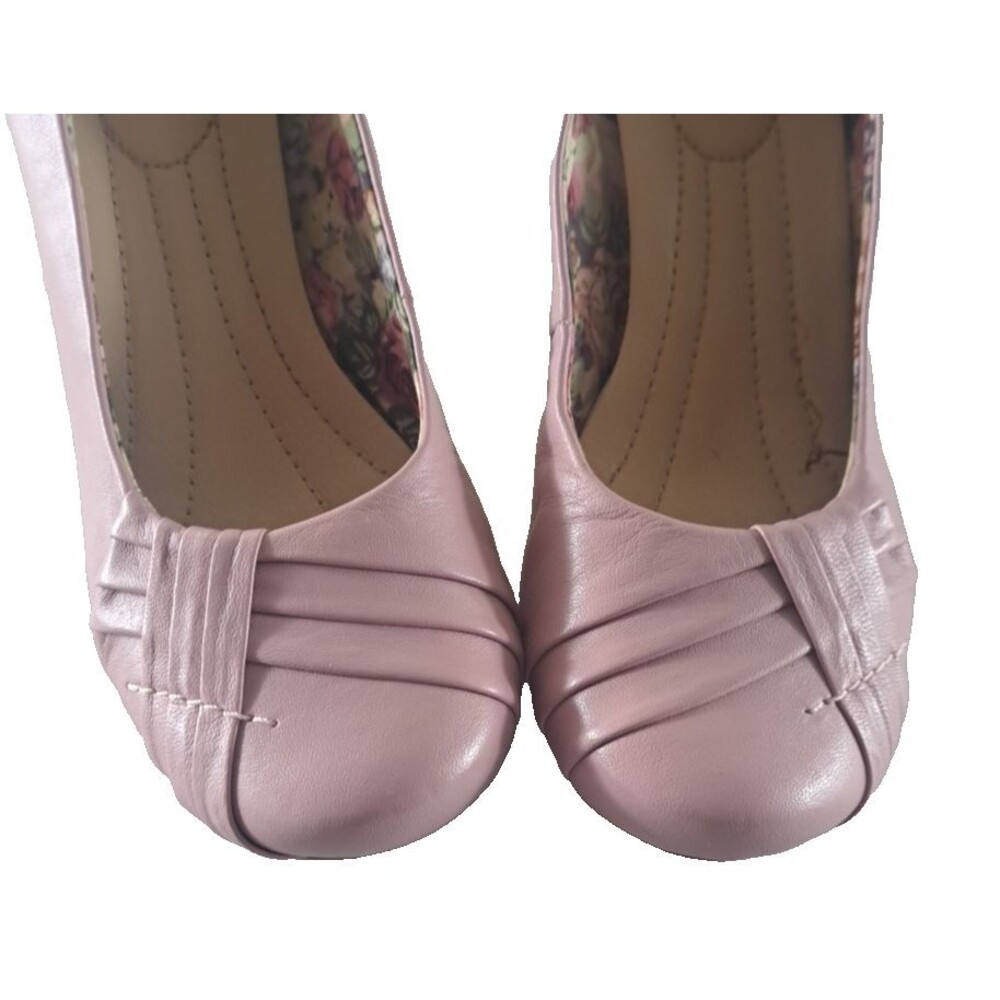 Hotter Clarissa Court Shoes Pink Pastel Comfort Heels Retro Leather Spring 6.5 - Picture 2 of 7